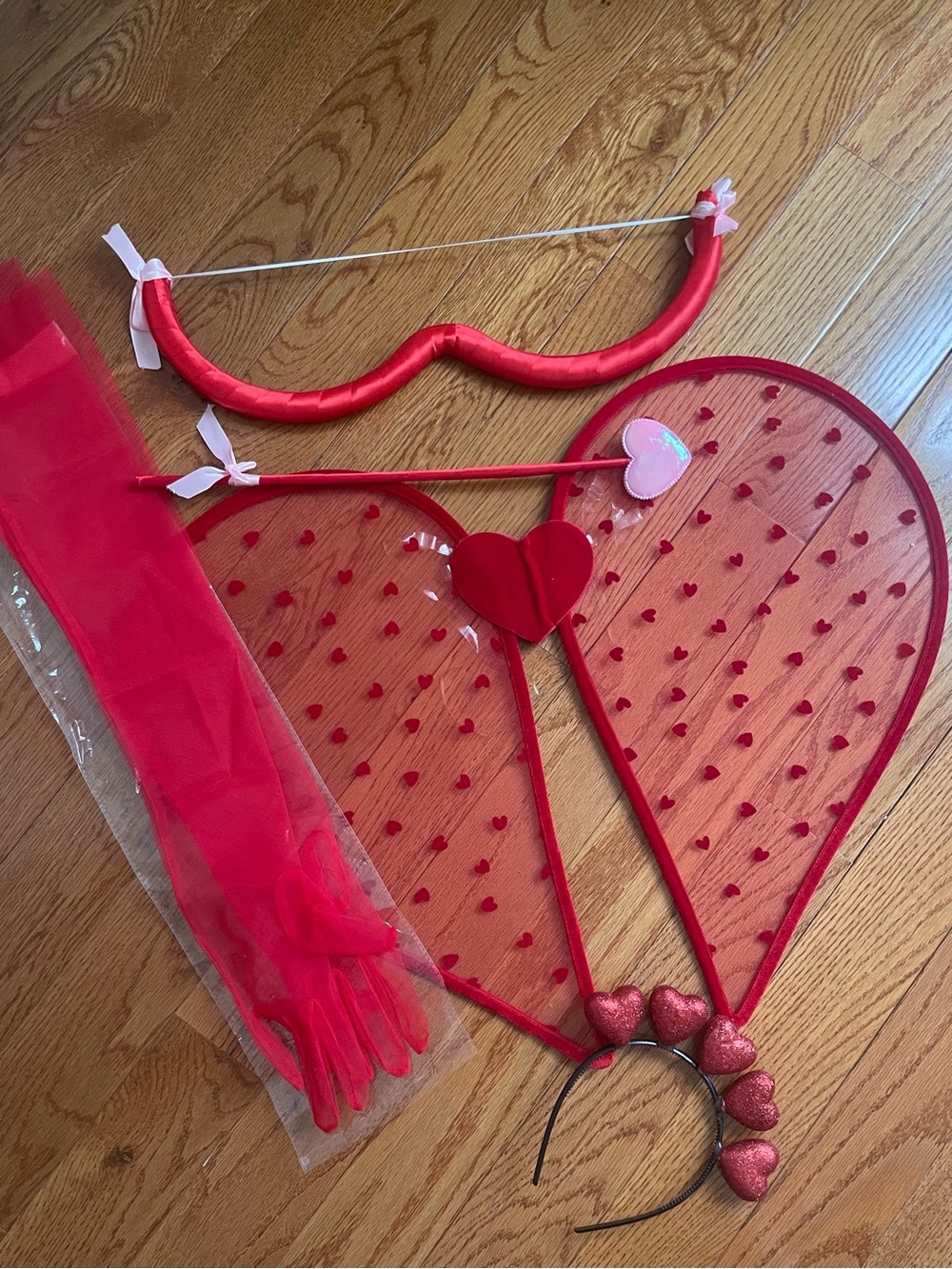 Red Heart Fairy Costume Set - Wings, Headband, Wand & Gloves